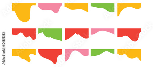 Set of Dividers Shapes for Website. Curve Lines, Drops, Wave Collection of Abstract Design Element for Top, Bottom Page Web Site. Isolated Vector Illustration on white background in eps 10.