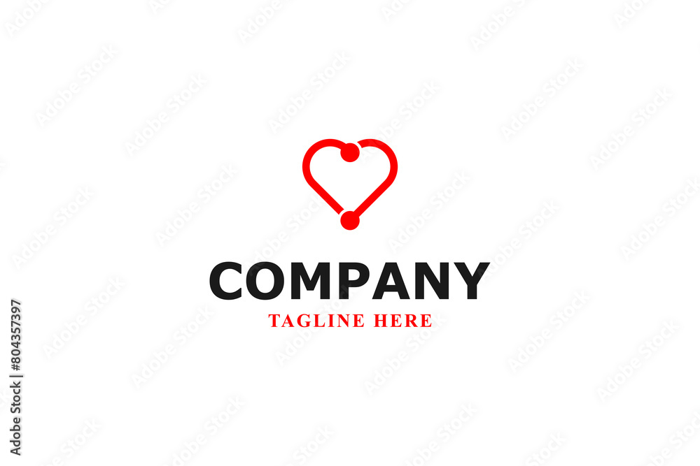 red heart modern minimal logo red heart modern minimal logo