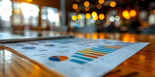 Analytics Report and Business Strategy Data Visualization on Wooden Desk
