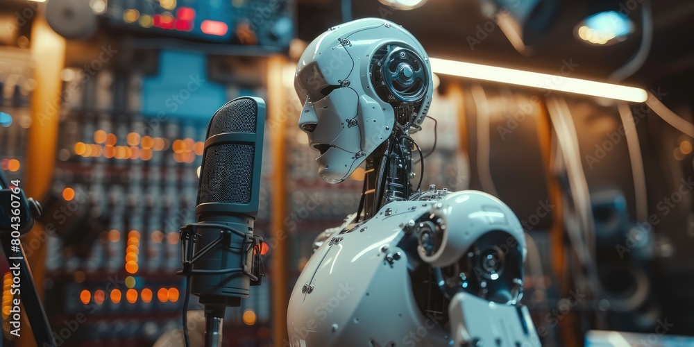 Fototapeta premium Technological Evolution: Robotic Voice Studio Session