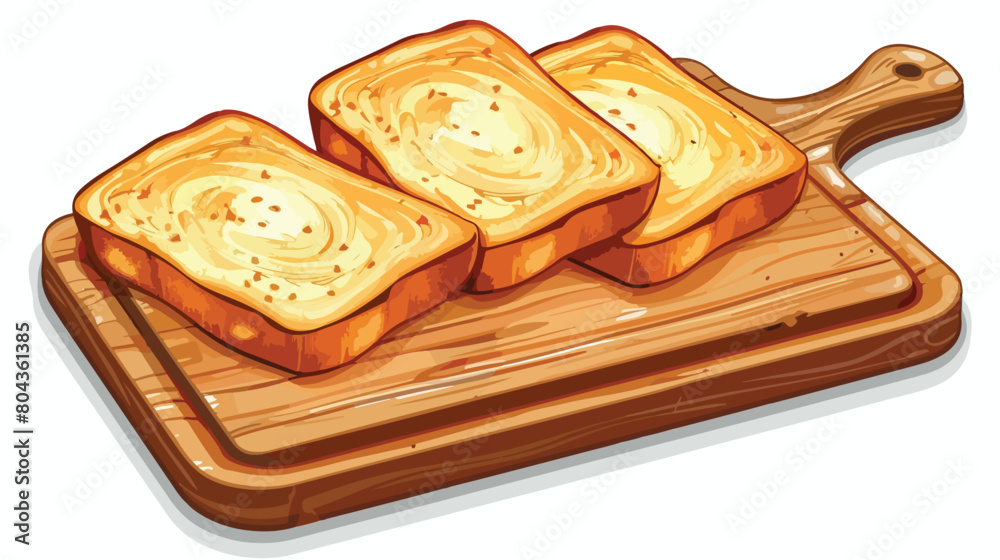 Board with tasty toast on white background Vector style