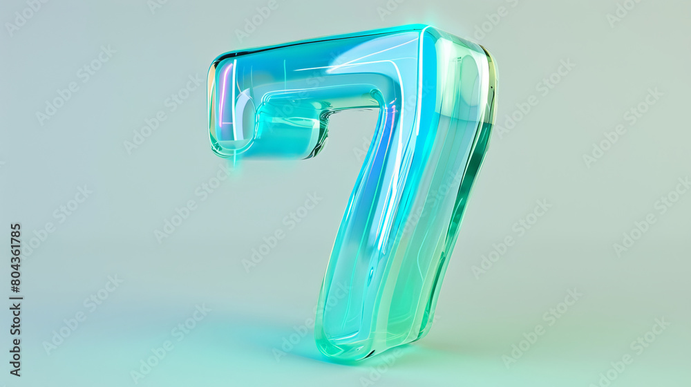 Futuristic neon blue and green number seven in 3D Futuristic neon blue and green number seven in 3D