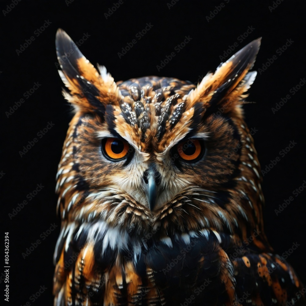 Fototapeta premium Mysterious Bubo Owl Spirit - Dark Fantasy Creature Portrait