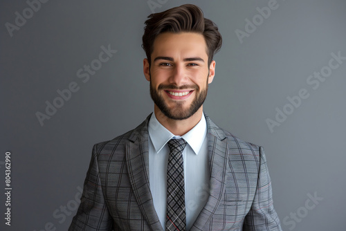 Confident businessman smiling. A professional image ideal for corporate branding, marketing, and professional profiles, highlighting confidence and approachability photo