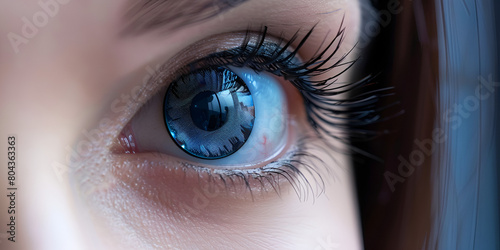 Wallpaper Mural Deep Blue Gaze and Windows to the Soul, Close-Up of Blue Eye with Detailed Reflection, Human Eye with Blue Iris and Long Eyelashes Torontodigital.ca