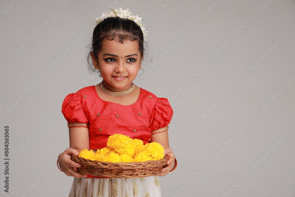 Girl with Kerala festive costume Girl with Kerala festive costume