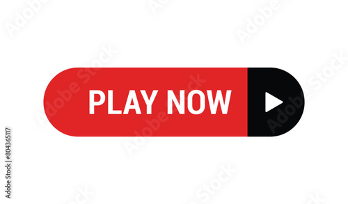 Universal Play now Button with Icon isolated on white background