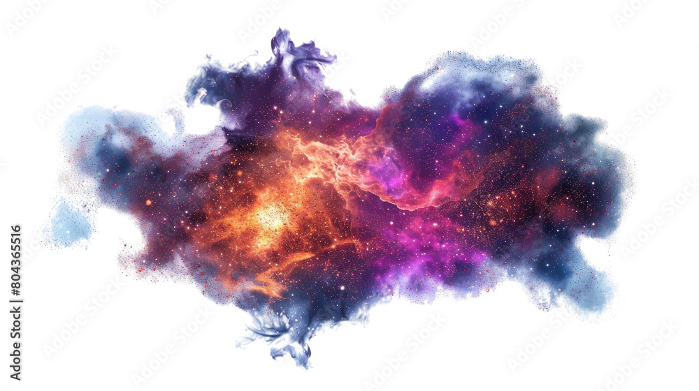 Amazing outer space. Colorful nebula with stars in isolated on transparent background