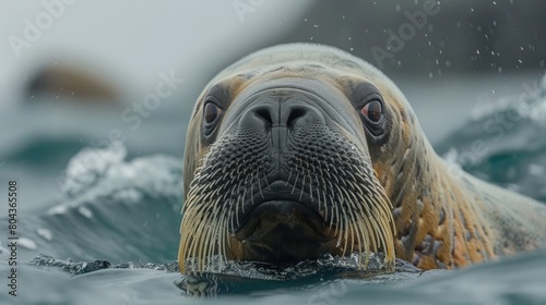 Atlantic walruses sparring Genrative AI photo