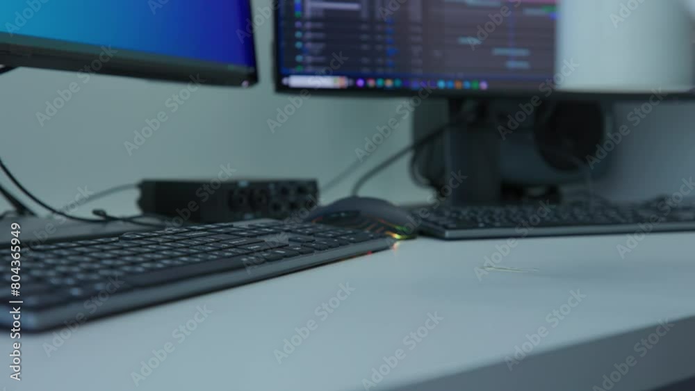 A man's takes a spoon and places it in a white mug that sits on a desk next to a computer monitor. Grab it and clean a surface with a napkin. Place a mug on a napkin. A man's takes a spoon and places it in a white mug that sits on a desk next to a computer monitor. Grab it and clean a surface with a napkin. Place a mug on a napkin.