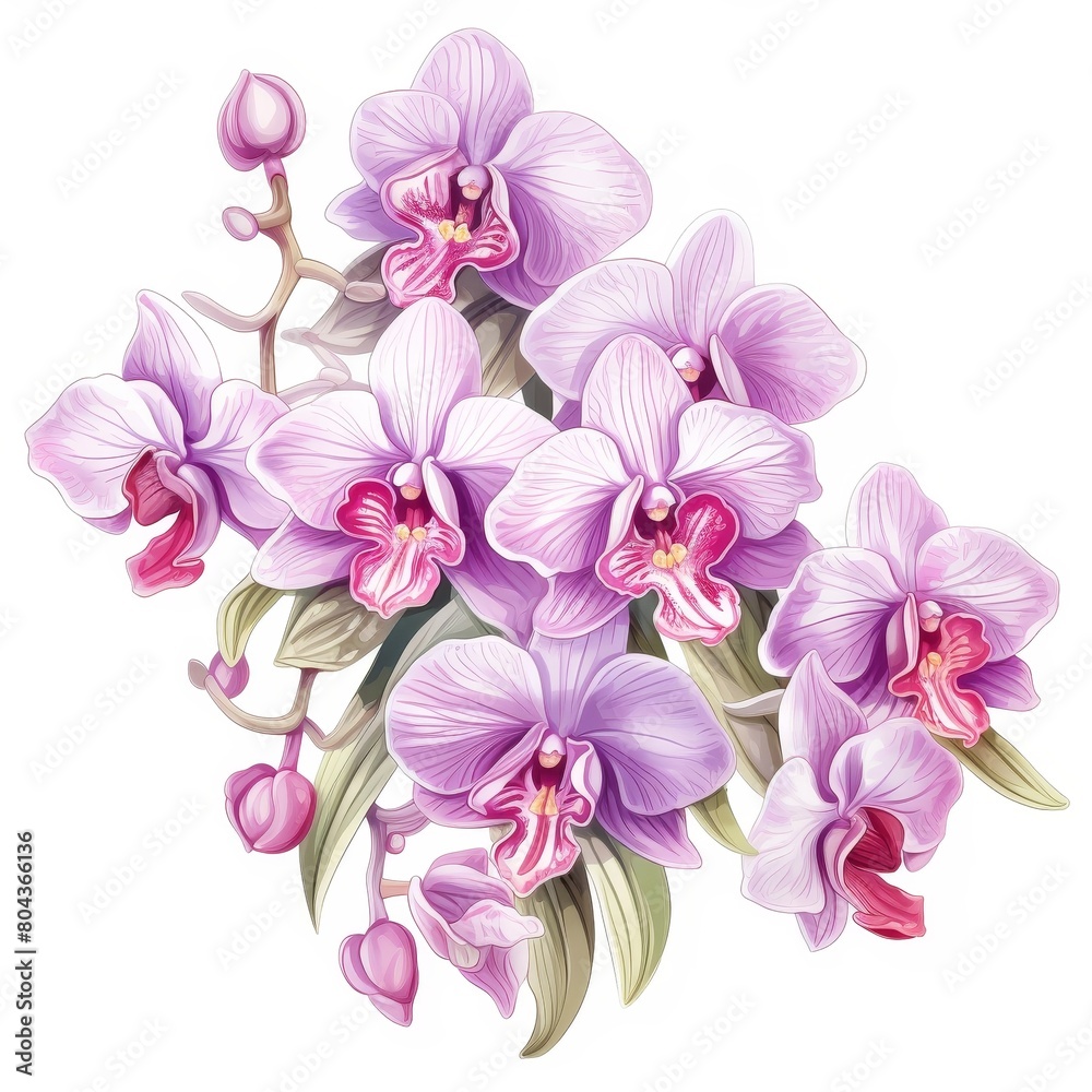 Obraz premium A bouquet of purple orchids with pink petals