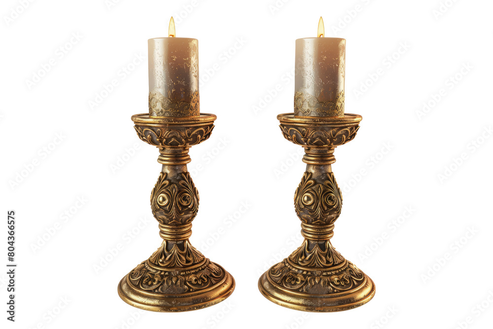 Pillar candle holder isolated on transparent background
