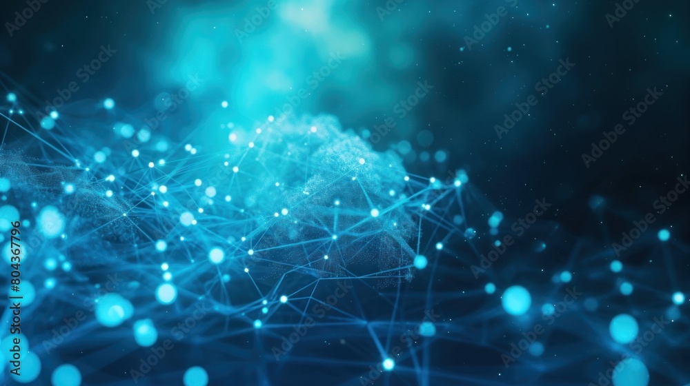 Fototapeta premium Abstract technology of network connection with Lines connected with dots and clouds