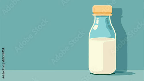 Bottle of milk for baby on color background Vector styl