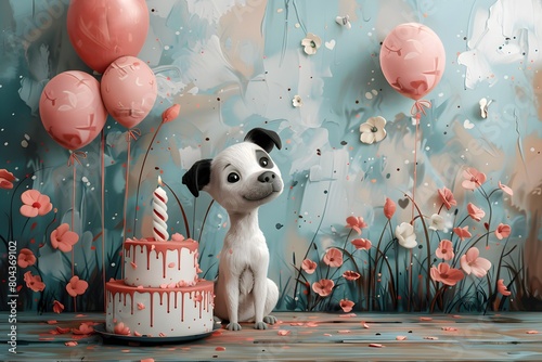 Fondo de pantalla de feliz cumpleaños con lindos perro. Feliz cumple. Felicidades en tu cumpleaños.