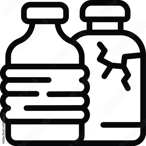 Plastic bottles waste icon outline vector. Glass garbage. Trash segregation management