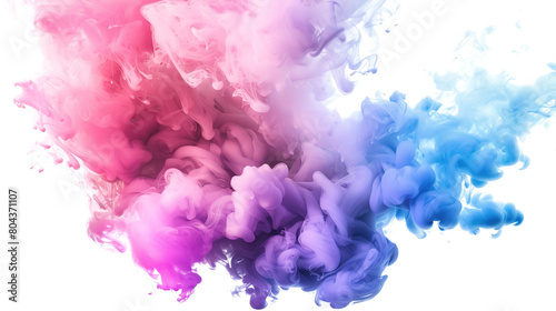 Explosion of colorful smoke isolated on white background.