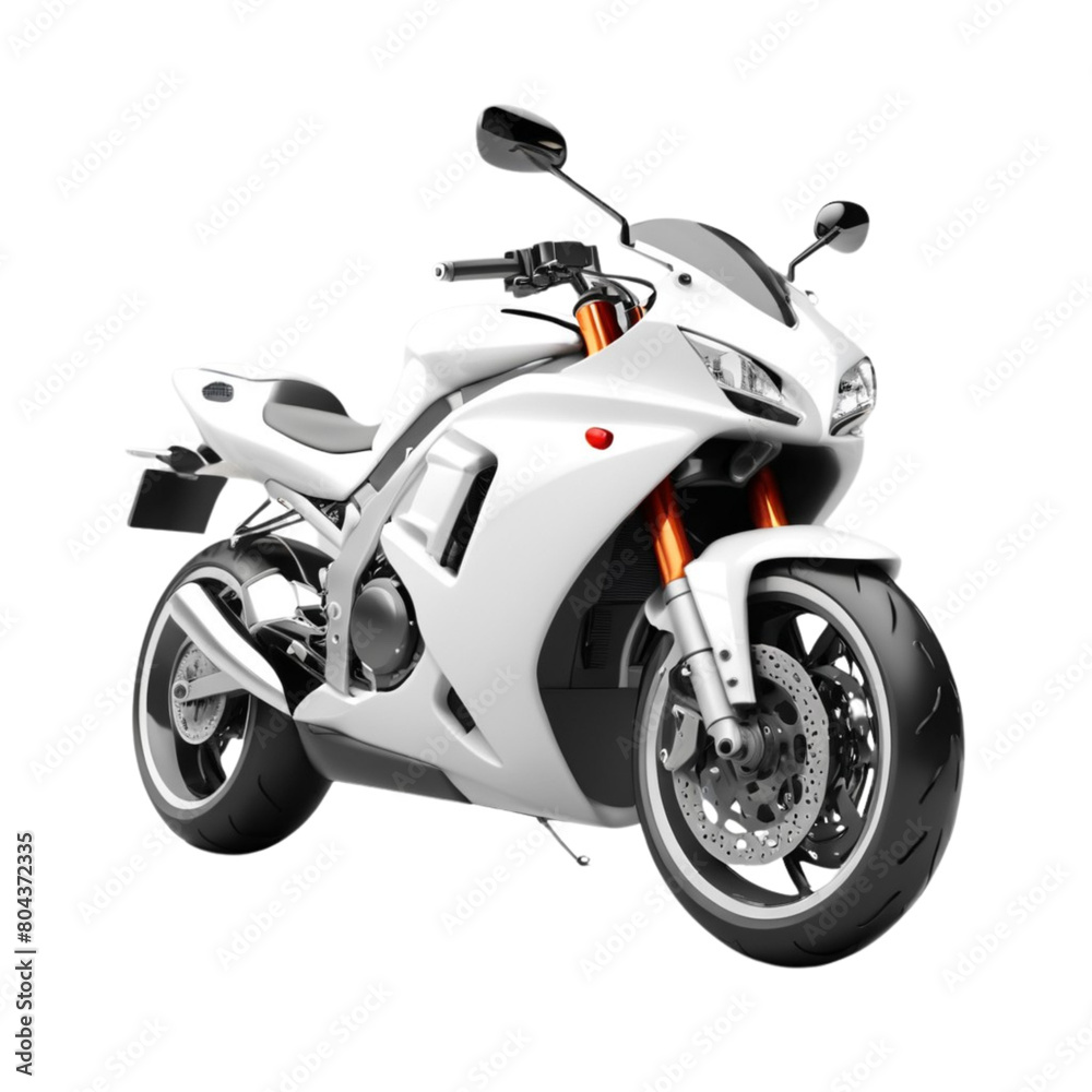 a 3d white motorcycle on Isolated transparent background png. generated with AI a 3d white motorcycle on Isolated transparent background png. generated with AI