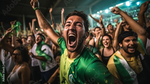 Ecstatic multicultural friends celebrate team victory in pub, cheering and drinking beer together