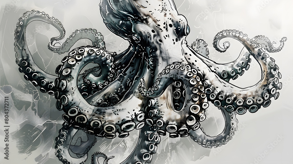 Obraz premium Aggressive Octopus, 