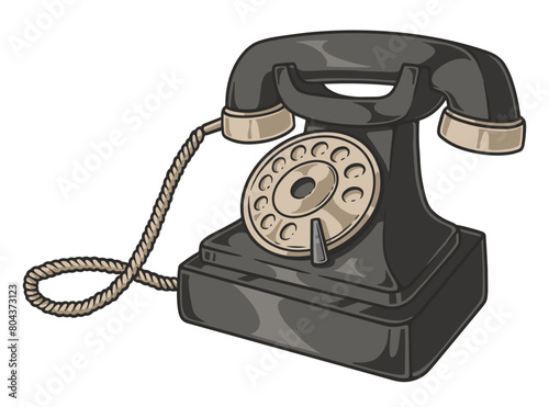 Retro wired telephone colorful sticker