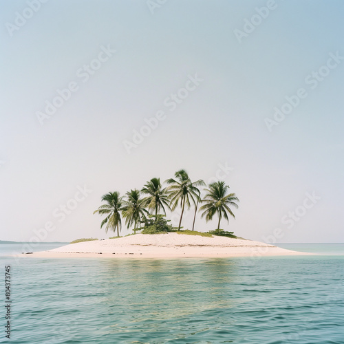 Serene Tropical Desert Island with Palm Trees