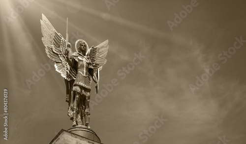 Kyiv, Ukraine. May 2023. Monument to the Archangel Michael photo