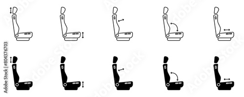 Adjusting the car seat using arrows. Simple illustration of car seat vector icon for web design isolated on white background