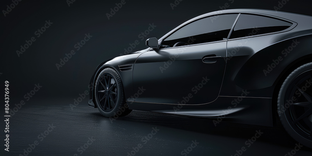 Fototapeta premium Modern new car close-up. Detail of beautiful car, simple minimalistic banner template, background, copy space.