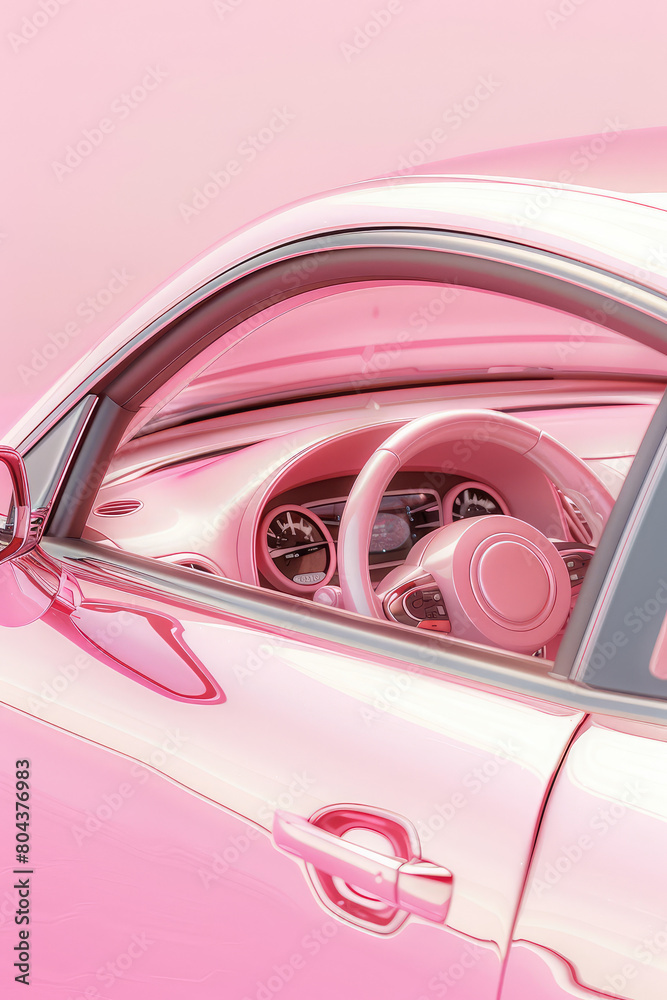 Modern new car close-up. Detail of beautiful car, simple minimalistic banner template, background, copy space.