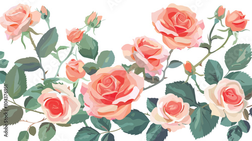 Bouquet of beautiful bush roses on white background Vector