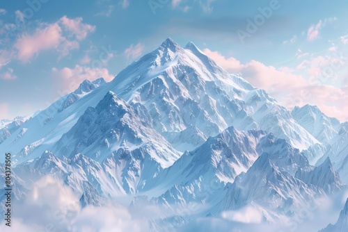 A beautiful winter landscape of snow-capped mountains