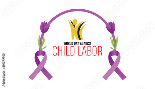 World Day Against Child Labor every year in June. Template for background, banner, card, poster with text inscription.