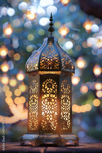 Ramadan Kareem and eid mubarak lantern background generated.Ai 