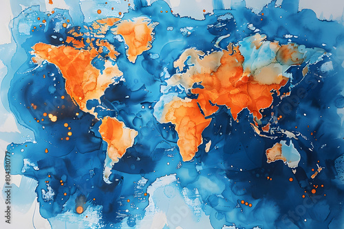Illustration of a Colored map of world