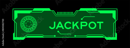 Green color of futuristic hud banner that have word jackpot on user interface screen on black background © bankrx