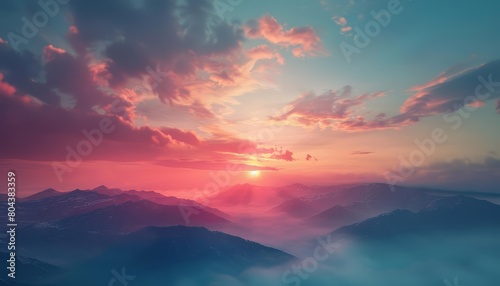 A beautiful sunset over the mountains © JK_kyoto