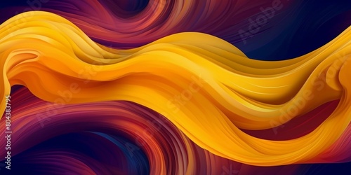 Yellow abstract seamless pattern with purple waves, in dynamic neo traditional style photo