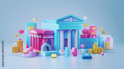 Fintech Innovations 3D Icon: Revolutionizing Payment Systems, Blockchain Technology, and Digital Banking Solutions in a Dynamic Cartoon Style Banner