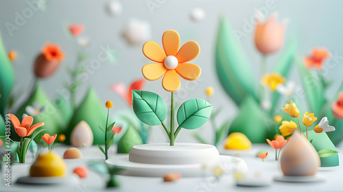 3D Icon  Innovative Flora Financial Growth Wallpaper in Isometric Scene