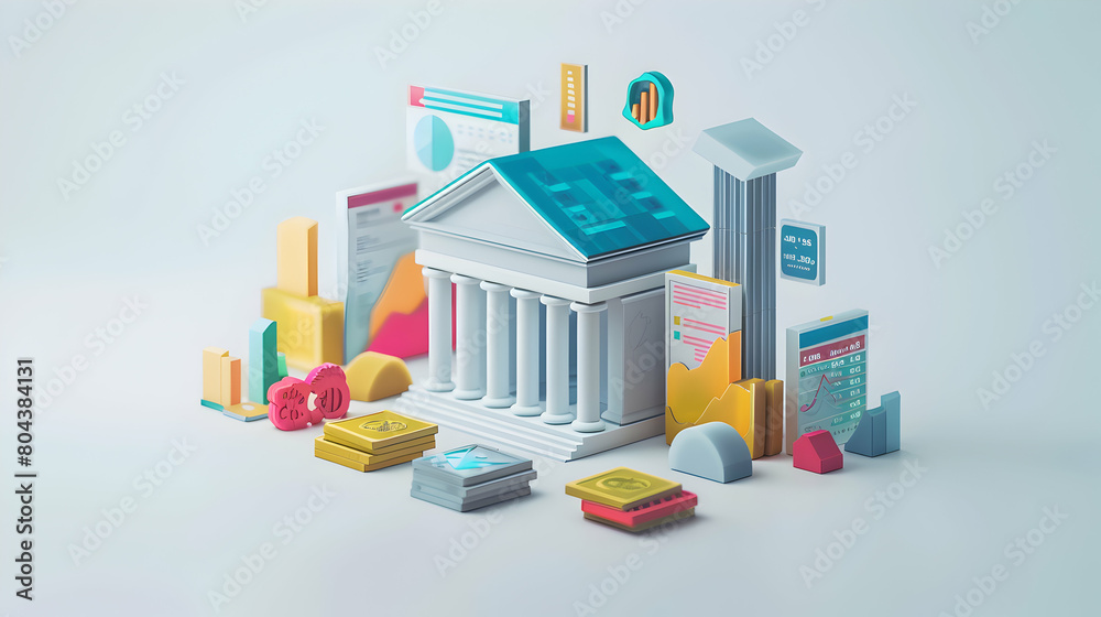 Future-Proof 3D Banking Icon: Resilient, Innovative, and Adaptable Cartoon Concept for Technological Disruptions and Regulatory Changes in Finance