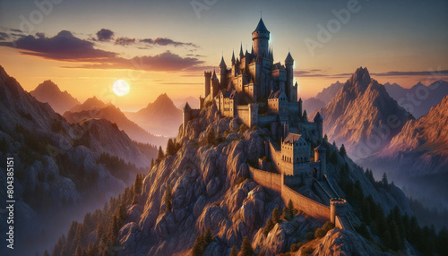 夕日に染まる城 photo