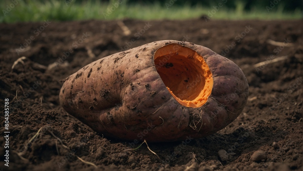 A ripe sweet potato dug up from the ground A ripe sweet potato dug up from the ground