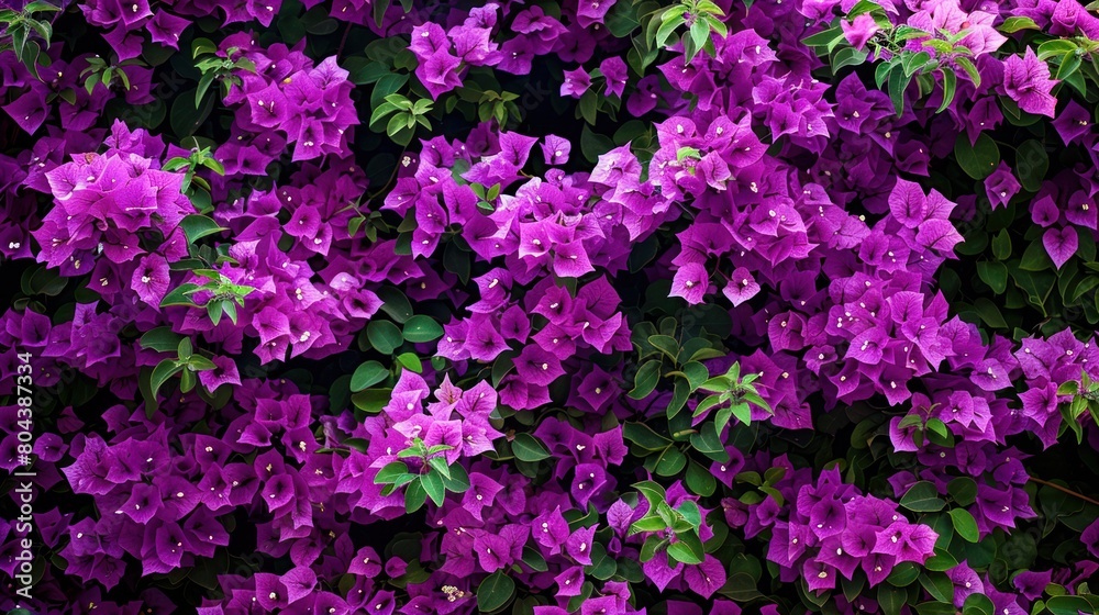 View of a wall full of purple flowers. Mediterranean Bougainvillea Bush With Purple Flowers View of a wall full of purple flowers. Mediterranean Bougainvillea Bush With Purple Flowers