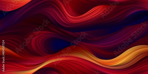 Red and gold abstract seamless pattern with waves, in dynamic neo traditional style