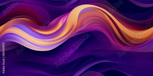 Purple and gold abstract seamless pattern with waves  in dynamic neo traditional style