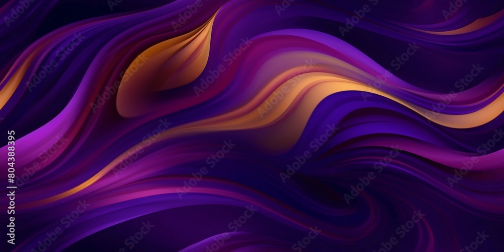 Purple and gold abstract seamless pattern with waves, in dynamic neo traditional style