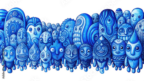 Blue patterns, a set of blue doodles for drawing on a white background,elements and background, illustration on a transparent background photo