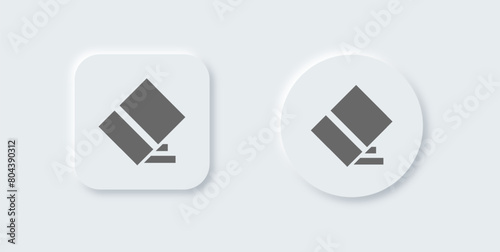 Eraser solid icon in neomorphic design style. Wipe out signs vector illustration.