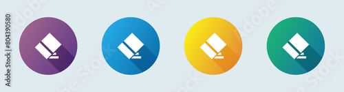 Eraser solid icon in flat design style. Wipe out signs vector illustration.